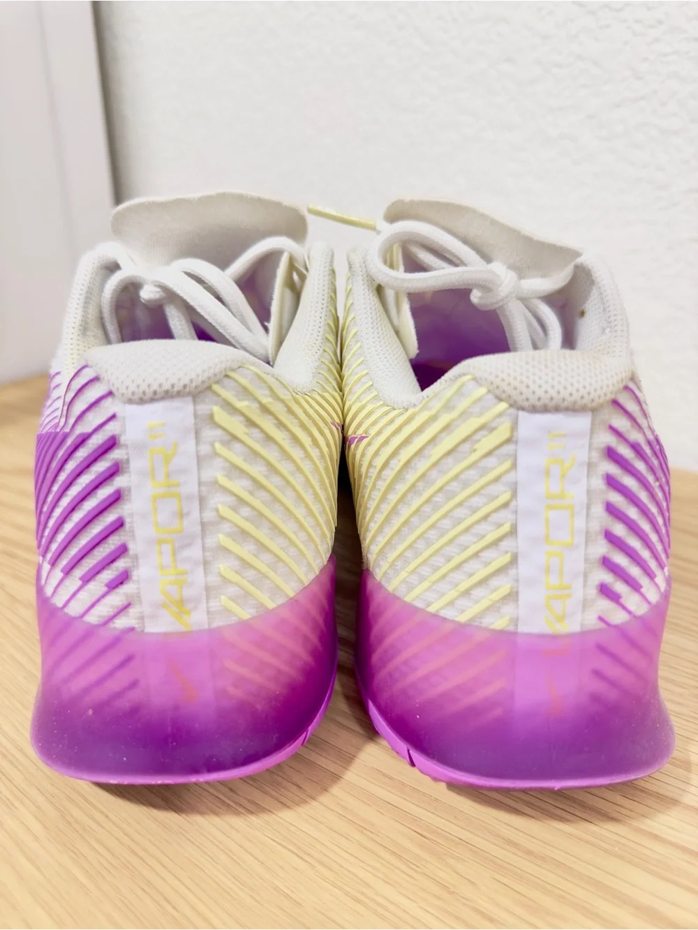 Nike White, Purple & Yellow Flyknit Running Shoe